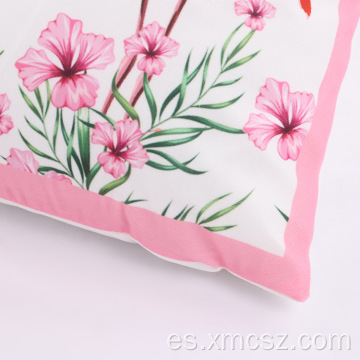 Funda de cojín personalizada de terciopelo con flamencos rosados